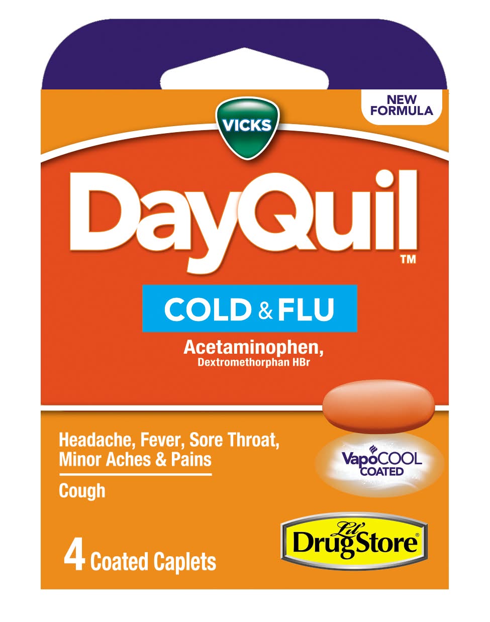 Vicks Dayquil Vapocool Coated Cold & Flu Relief Caplets (4 ct)