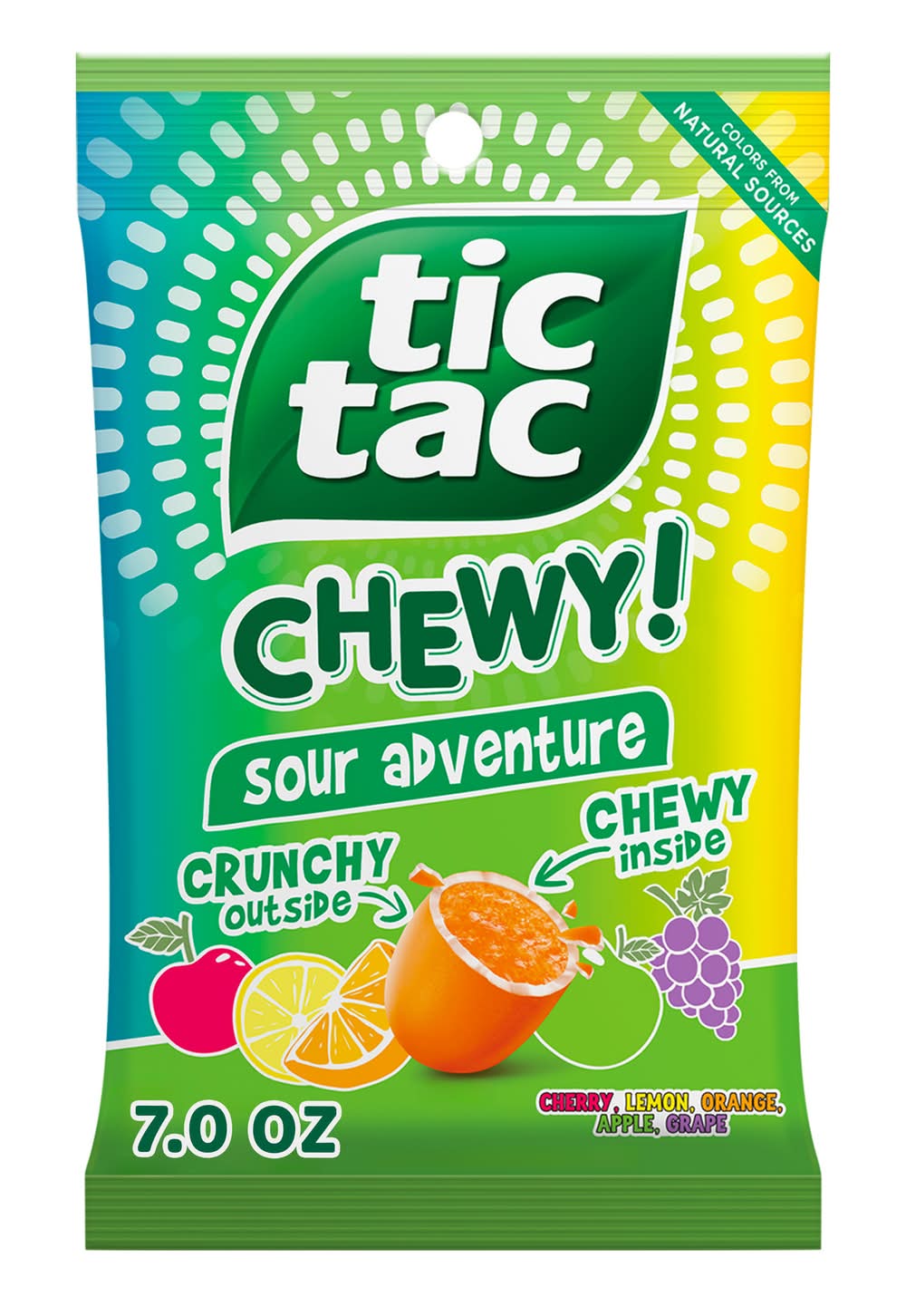 Tic Tac Chewy! Sour Adventure Candy, Cherry; Lemon; Orange; Apple; Grape (7 oz)