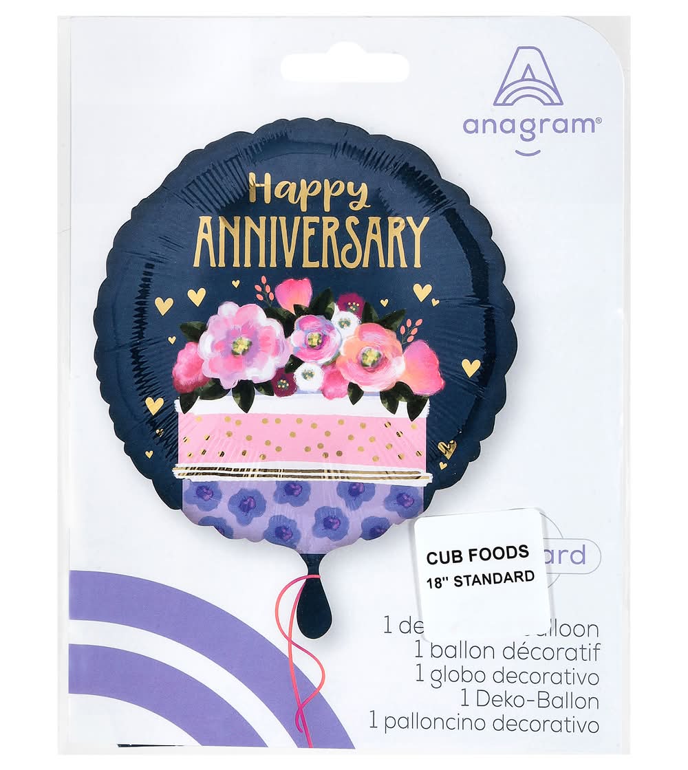 Inflated 17" Anniversary Cake Foil Balloon