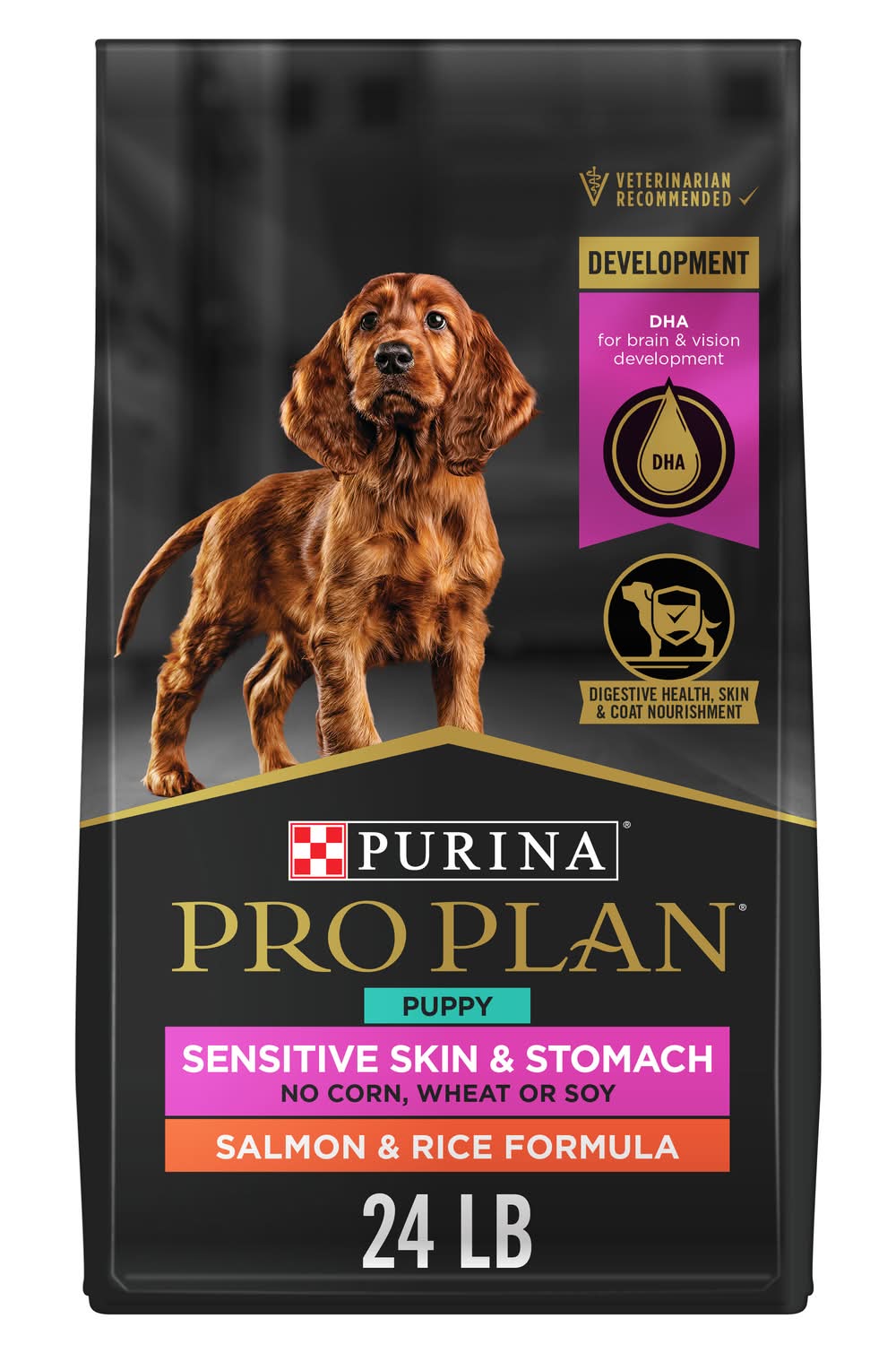 Purina Pro Plan Sensitive Skin & Stomach Dry Dog Food, Salmon & Rice, Puppy (24 lbs)