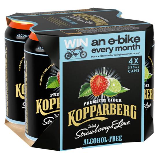 Kopparberg Premium Cider with Strawberry & Lime Alcohol-Free 4 x 330ml