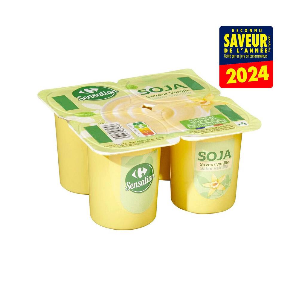 Carrefour Sensation - Dessert végétal au soja saveur vanille (4 pièces)