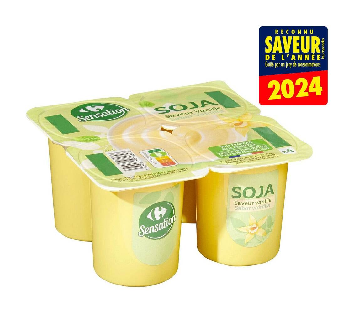 Carrefour Sensation - Dessert végétal au soja saveur vanille (4)