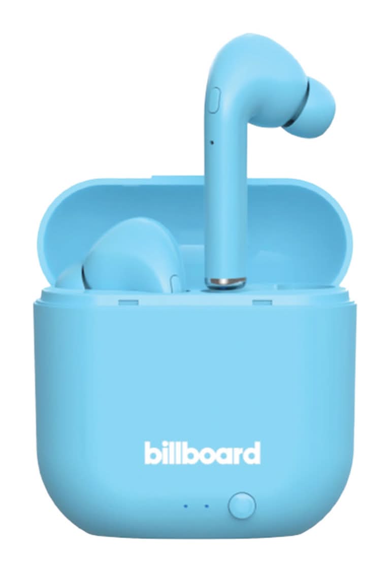 Billboard True Wireless Stem Earbuds With Charging Case, Light Blue