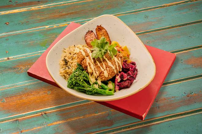 Rice Bowl with Plant-Based Fried "Chicken"