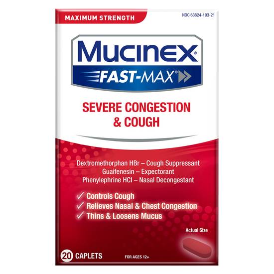 Mucinex Fast-Max Maximum Strength Multi-Symptom Caplets Severe Congestion & Cough (20 ct)