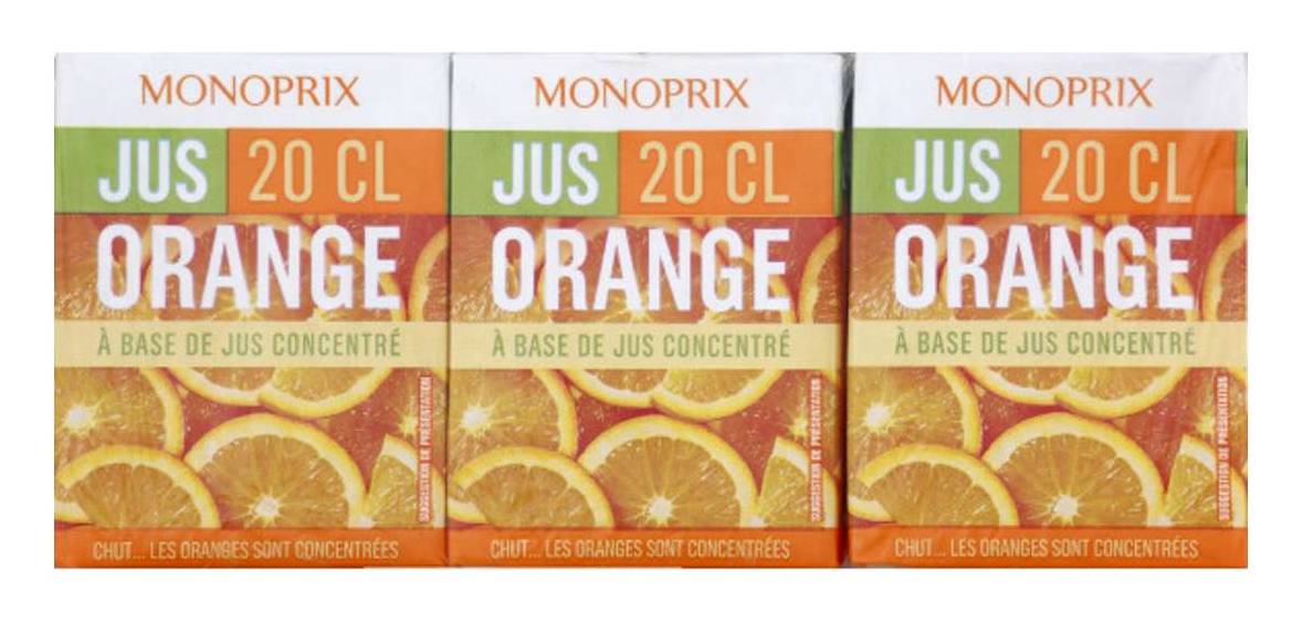 Monoprix - Jus concentré, orange (6 x 200ml)