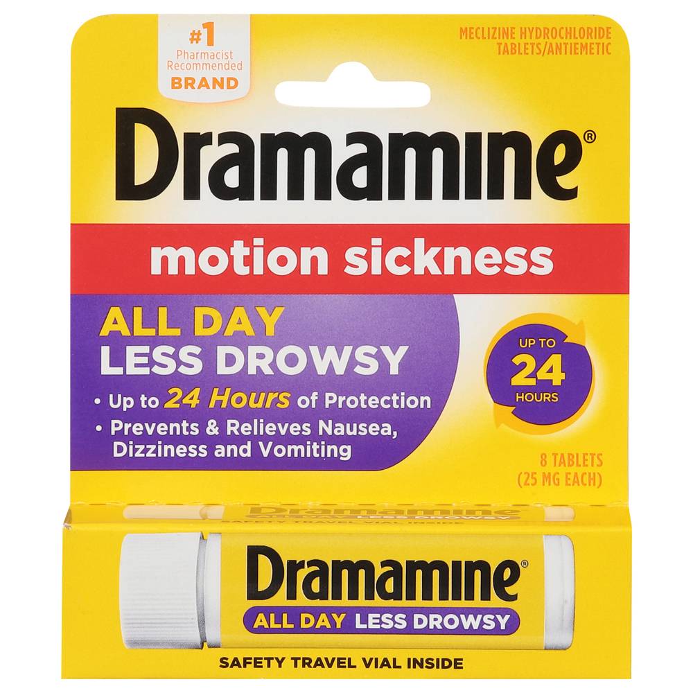 Dramamine Motion Sickness All Day Less Drowsy (8 ct)