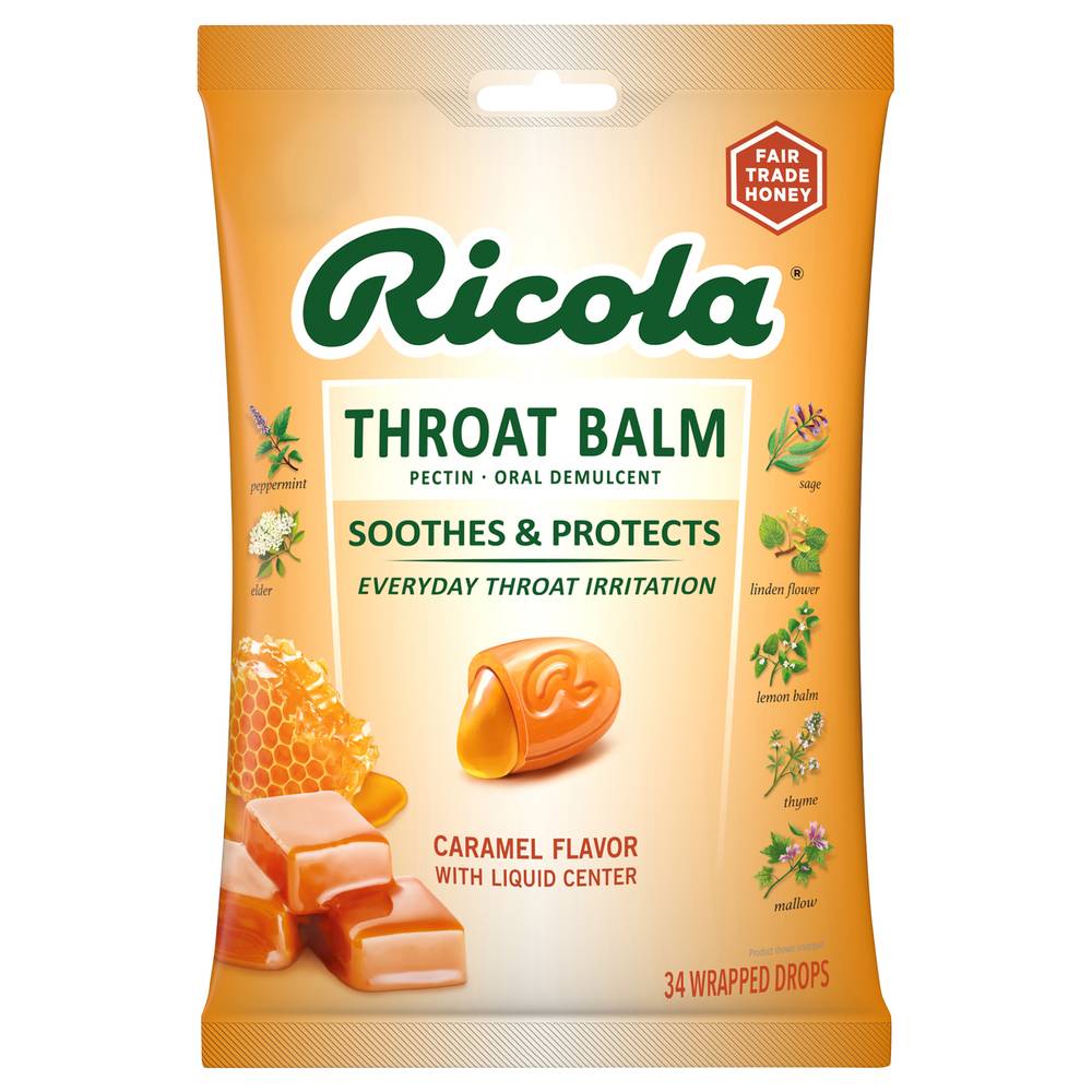 Ricola Oral Demulcent With Liquid Center, Caramel