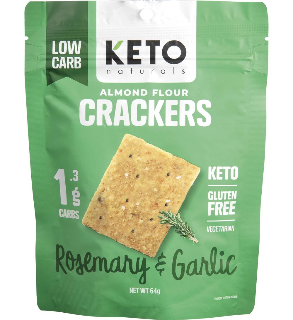Keto Naturals Almond Flour Crackers, Rosemary-Garlic (64g)
