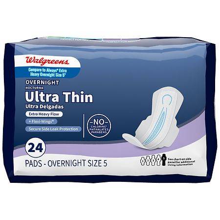 Walgreens Overnight Ultra Thin Pads With Wings (24 ct)