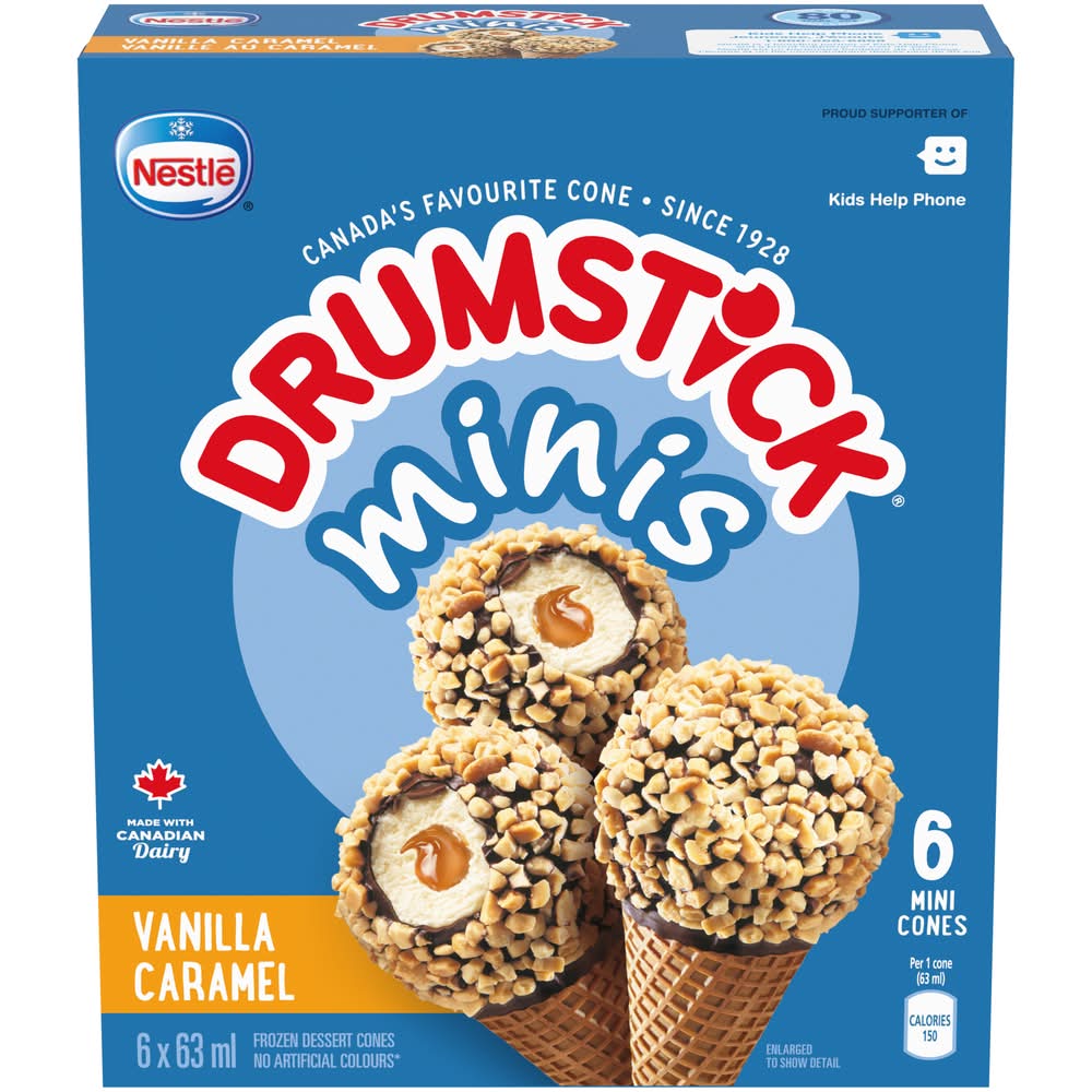 Nestlé Drumstick Minis Cones, Vanilla Caramel (6 x 63 ml)