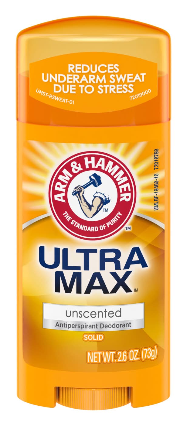 Arm & Hammer Ultra Max Solid Unscented Antiperspirant Deodorant (2.6 oz)