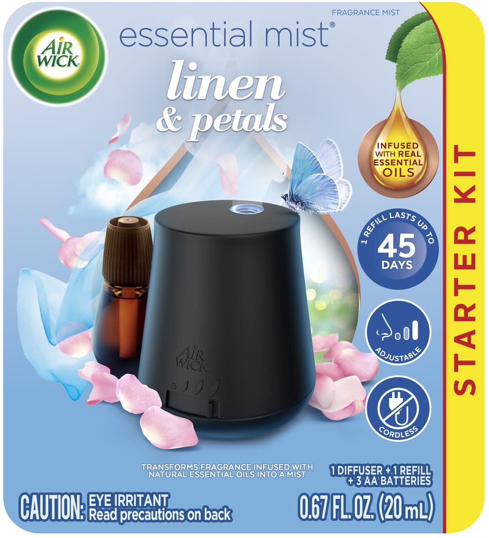 Air Wick Essential Mist Starter Kit Linen & Petals Starter Kit (0.67 fl oz)