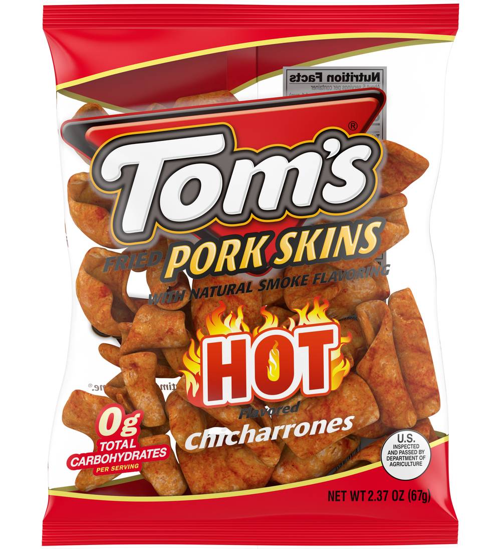 Tom's Fried Hot Chicharrones Pork Skins, Smoke (2.37 oz)