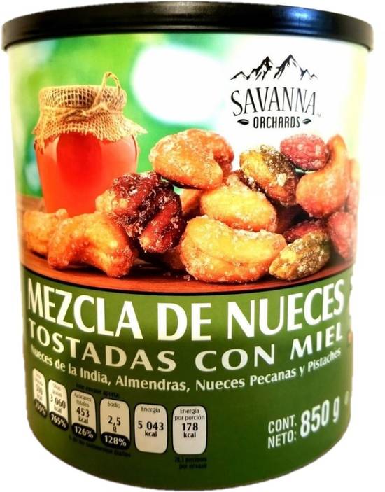 Savanna orchards mezcla de nueces tostadas con miel (850 g