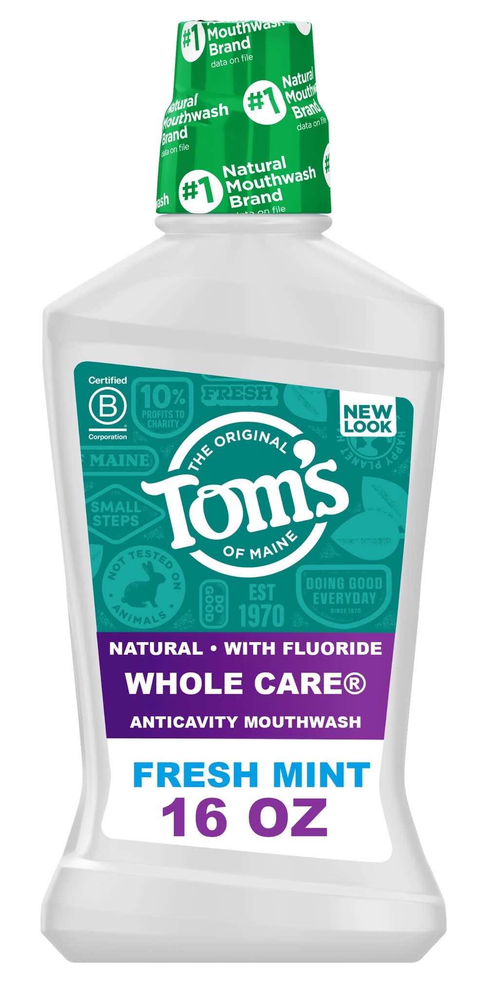 Tom's of Maine Whole Care Fluoride Fresh Mint Mouthwash (16 fl oz)