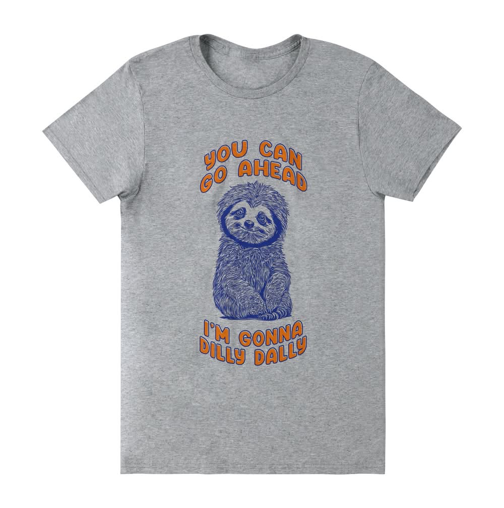 Sloth Dilly Dally Graphic Tee Medium Gray