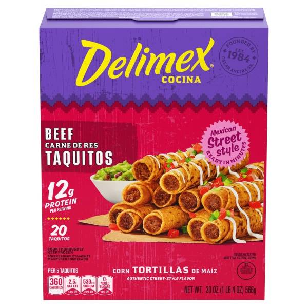 Delimex Beef Corn Taquitos, 20 ct Box