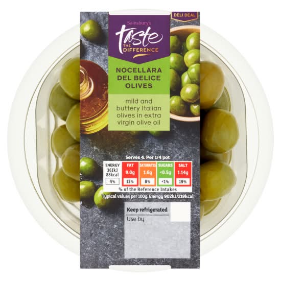 Sainsbury's Taste the Difference Nocellara Del Belice Olives (160g)