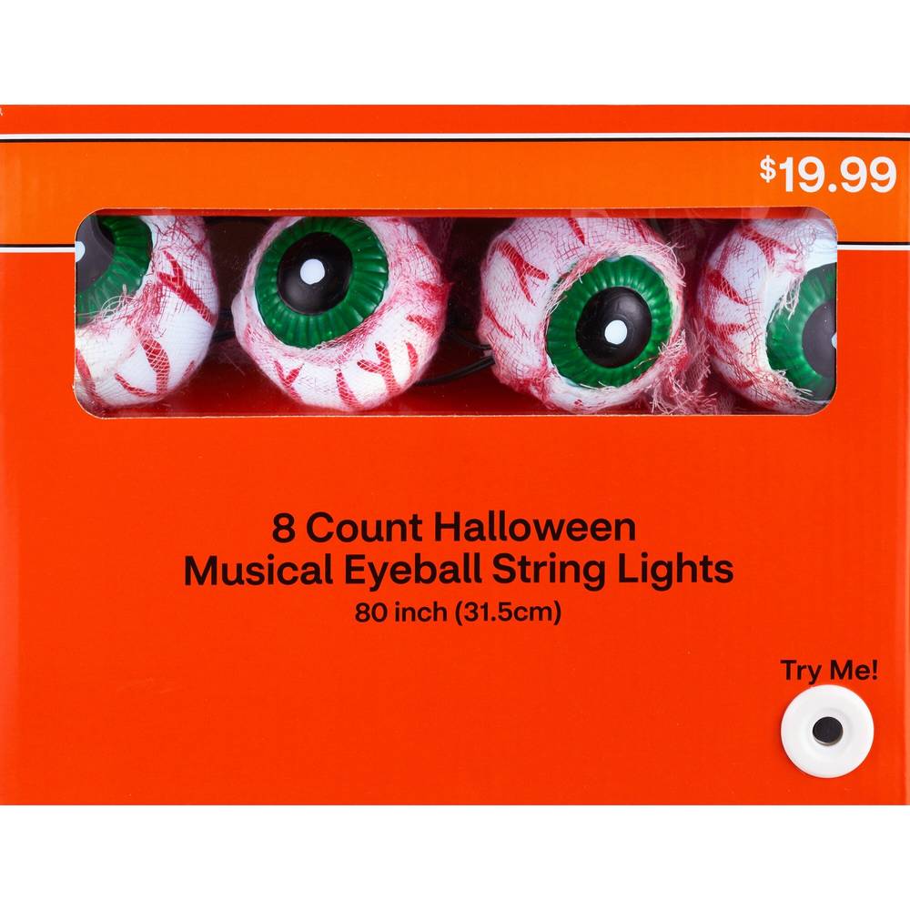 Spooky Village Musical Eyeball String Lights, 8 ct