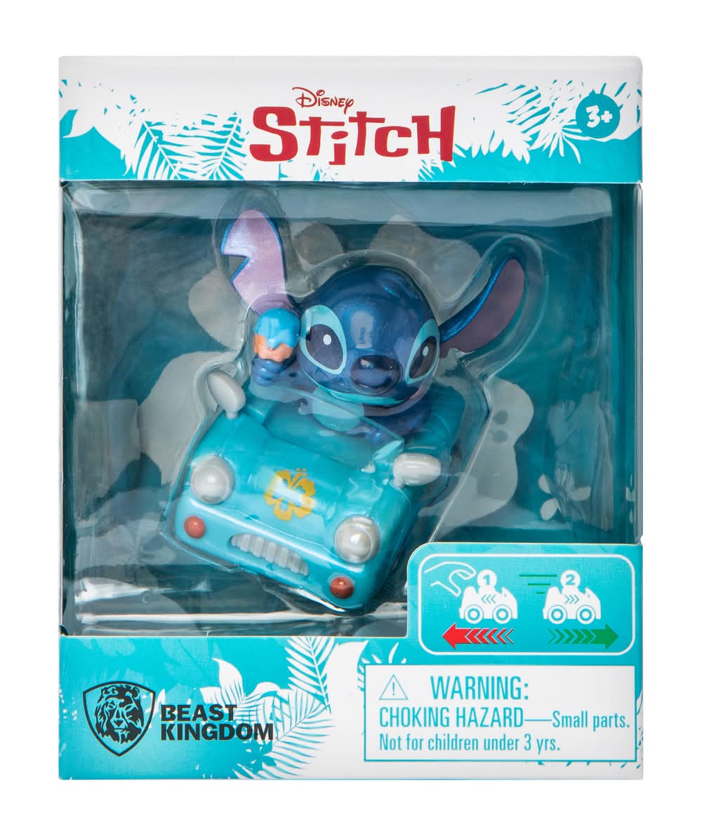 Disney Beast Kingdom Stitch Pull Back Toy Car Blue Ice Cream