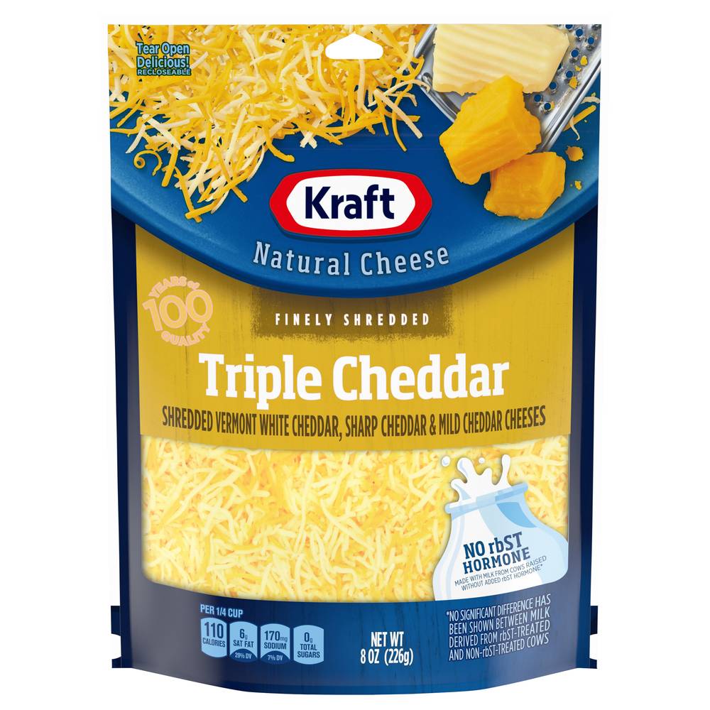 Kraft Finely Shredded Triple Cheddar Cheese (8 oz)