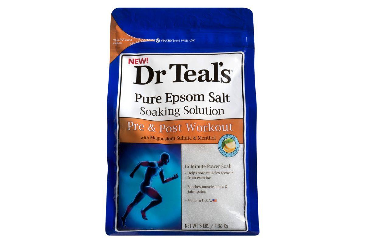 Dr Teal's Pure Epsom Salt Soaking Solution Pre & Post Workout with Magnesium Sulfate & Menthol  1.36kg