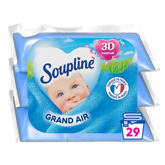 Adoucissant soupline 3d grand air eco recharges - 3x200ml