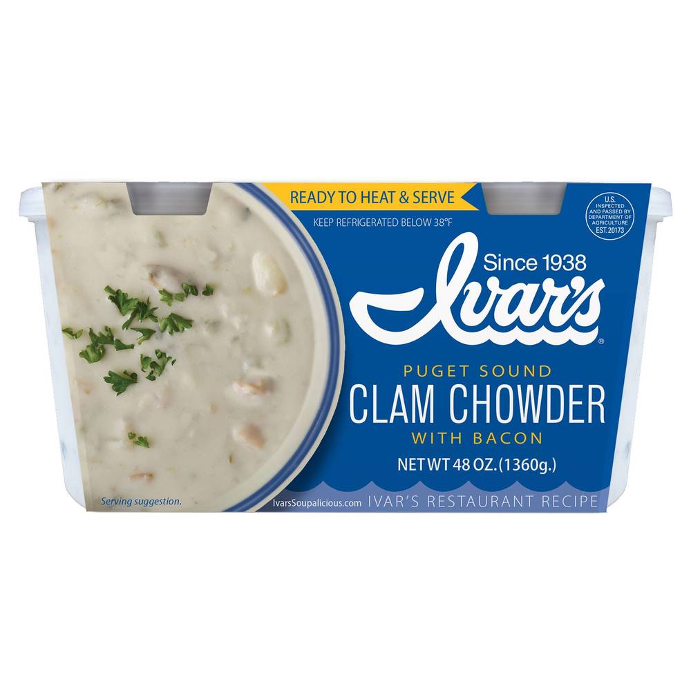 Ivar's Clam Chowder With Bacon, 24 oz, 2-count