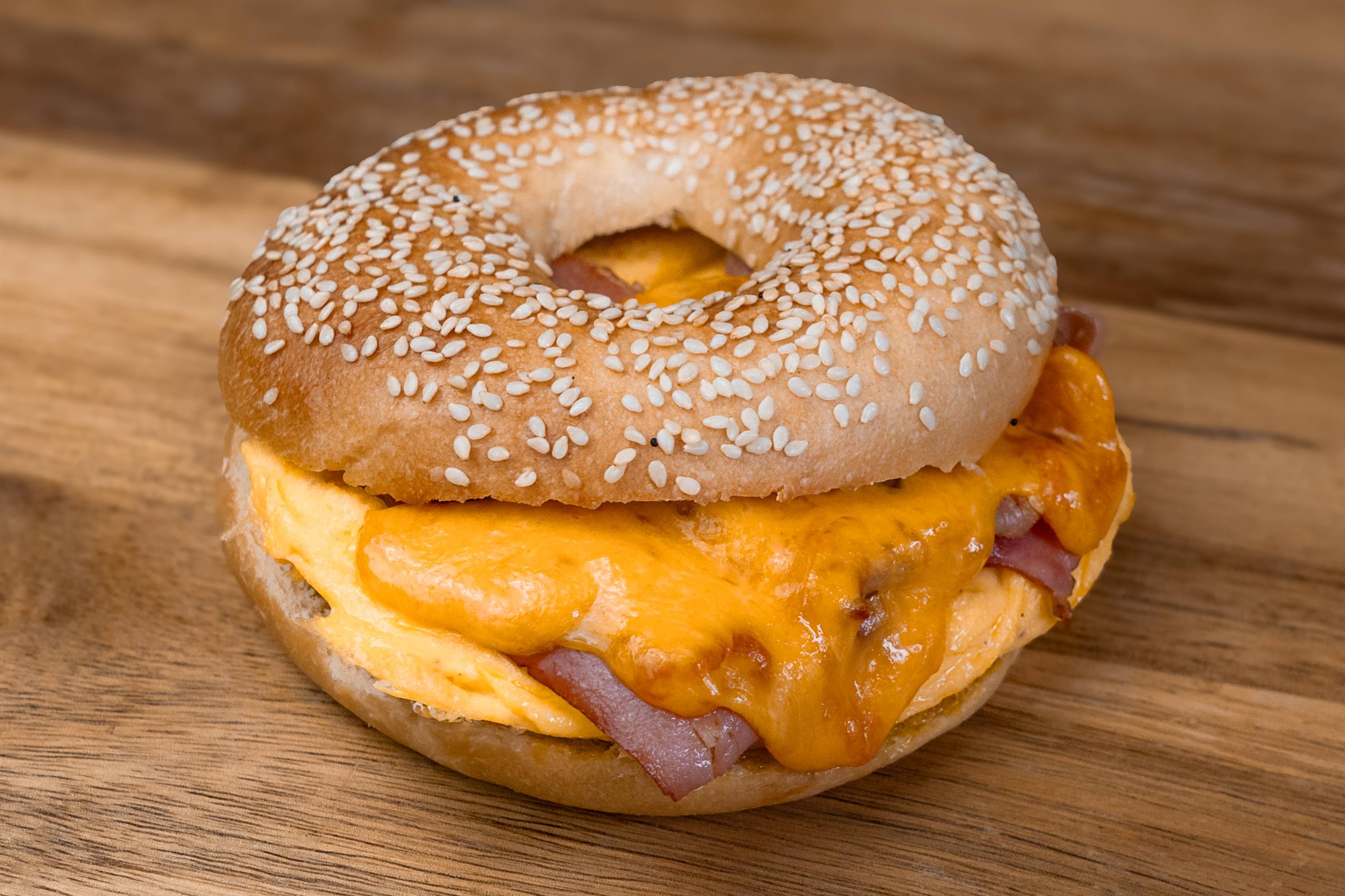 New York BEC - Bacon, Eggs & Cheese (warm bagel)