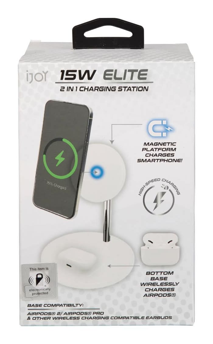 iJoy 15W Elite 2-in-1 Wireless Charging Station