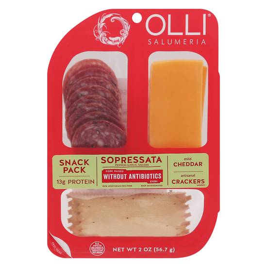 Olli Sopressata & Mild Cheddar Snack pack With Crackers