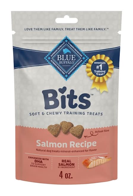 Blue Buffalo Bits Enhanced with DHA, Salmon Recipe Made with Natural Ingredients Soft Dog Treats for Training, 4 oz.
