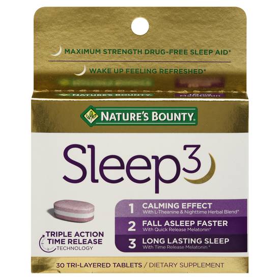 Nature's Bounty Sleep 3 Tri-Layered Tablets Melatonin Dietary Supplement