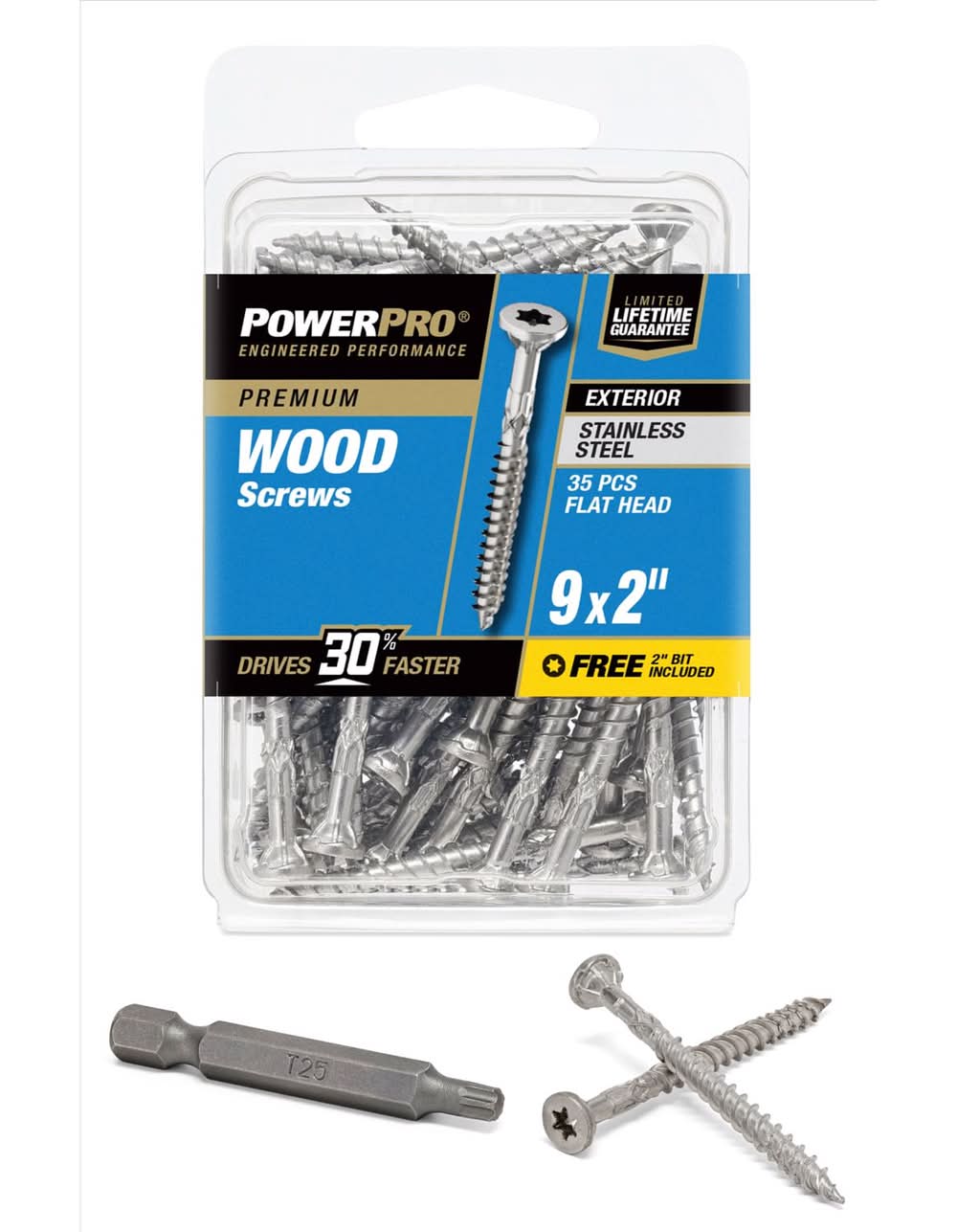 Hillman Power Pro No. 9 In. X 2 In. L Stainless Steel Star Flat Head Exterior Deck Screws 35 Pk