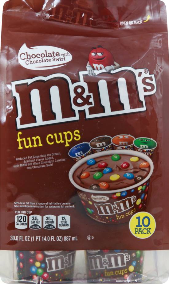 M&M's Chocolate Ice Cream Fun Cups With Chocolate Swirl 10pk