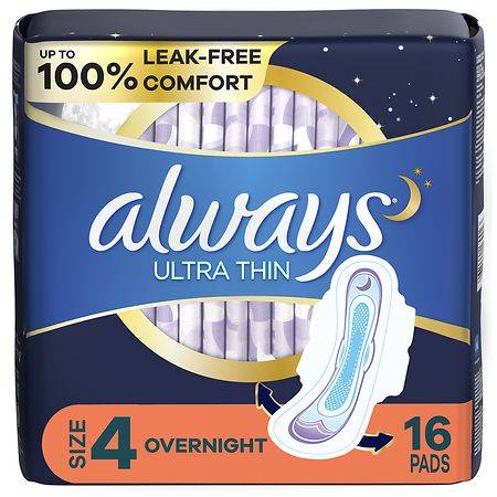 Always Ultra Thin Flexi Wings Overnight Pads (size 4) (16 ct)
