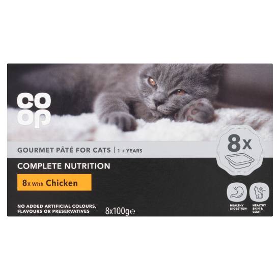 Co-Op Complete Nutrition Gourmet Pâté For Cats With Chicken 1 + Years 8 X 100g
