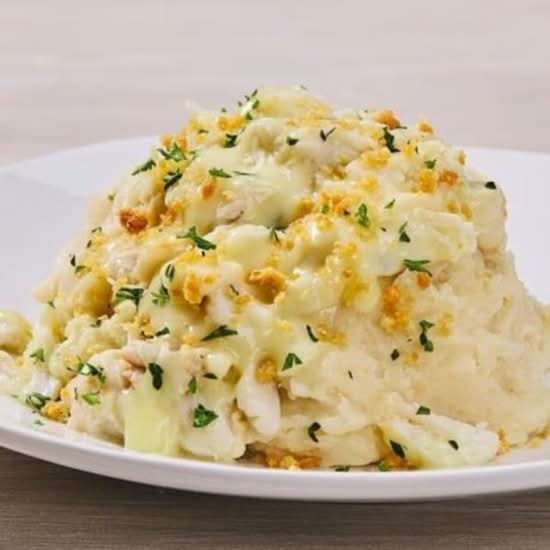 New! Crab-Topped Mashed Potatoes
