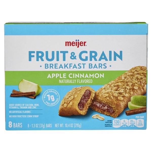 Meijer Fruit & Grain Apple Cinnamon Breakfast Bar, 8 Count (1.3 oz)