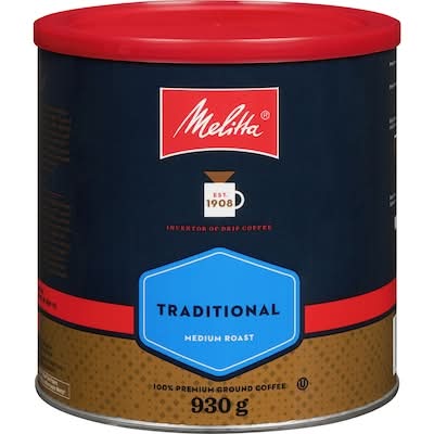 Melitta café moulu traditionnel à torréfaction moyenne - traditional medium roast ground coffee (930 g)