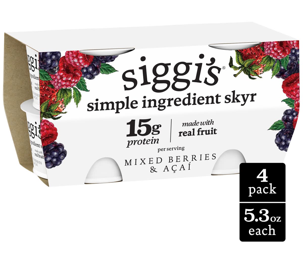 siggi's All Natural Yogurt, Mixed Berries-Acai (4 x 5.3 oz)