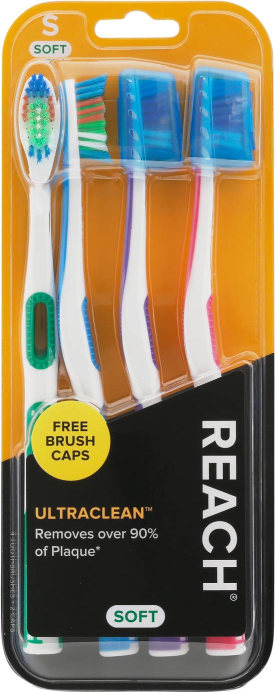 REACH Ultra Clean Soft Toothbrushes, 15.2 Oz, Pack of 4