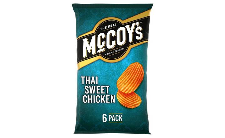 McCoy's Ridge Cut Thai Sweet Chicken Flavour Potato Crisps 25g x 6 pack (402883) 