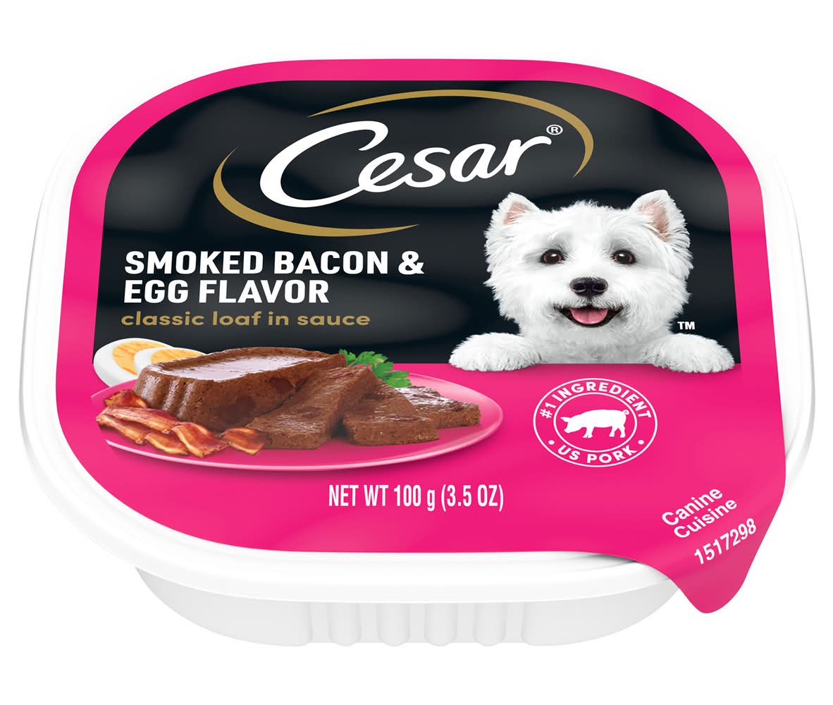 Cesar Classic Loaf in Sauce Dog Food, Smoked Bacon-Egg (3.5 oz)