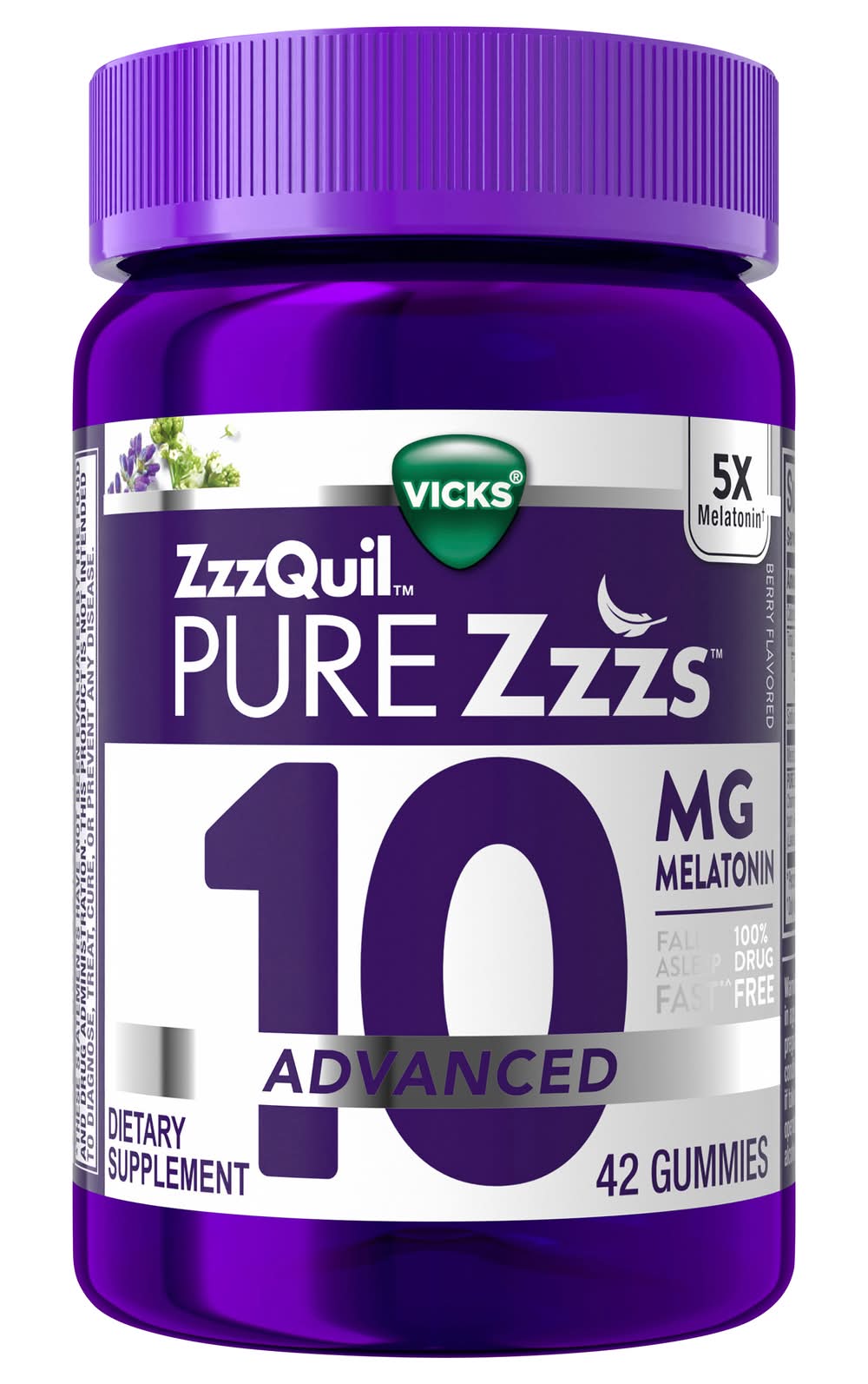 ZzzQuil Pure Zzzs Advanced Melatonin Gummies, Berry (42 ct)