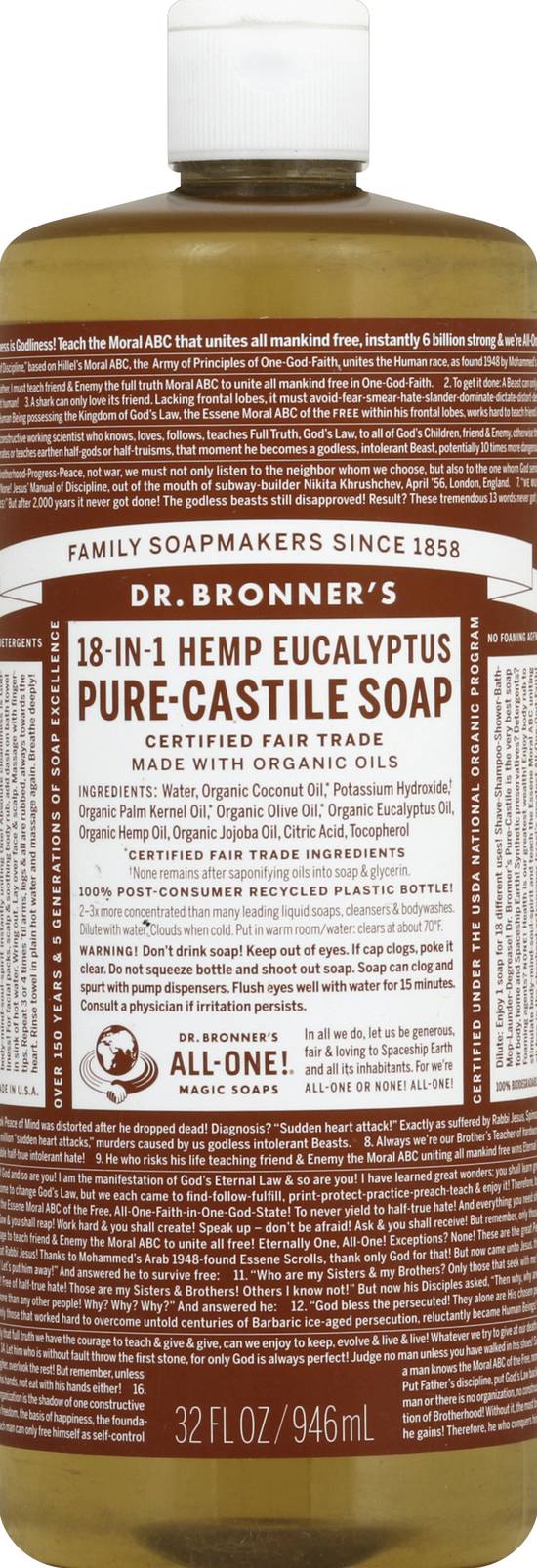 Dr. Bronner's Pure-Castile 18-in-1 Hemp Eucalyptus Soap