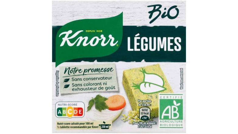 Knorr Bouillon de légumes, bio Les 6 tablettes, 60g
