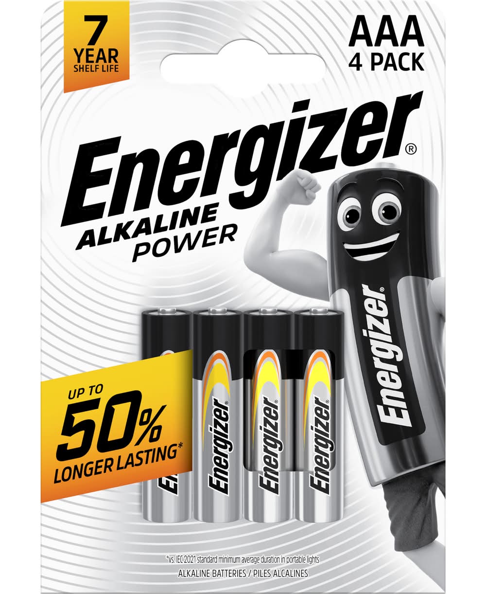 Energizer - Piles alcalines power, AAA (4)